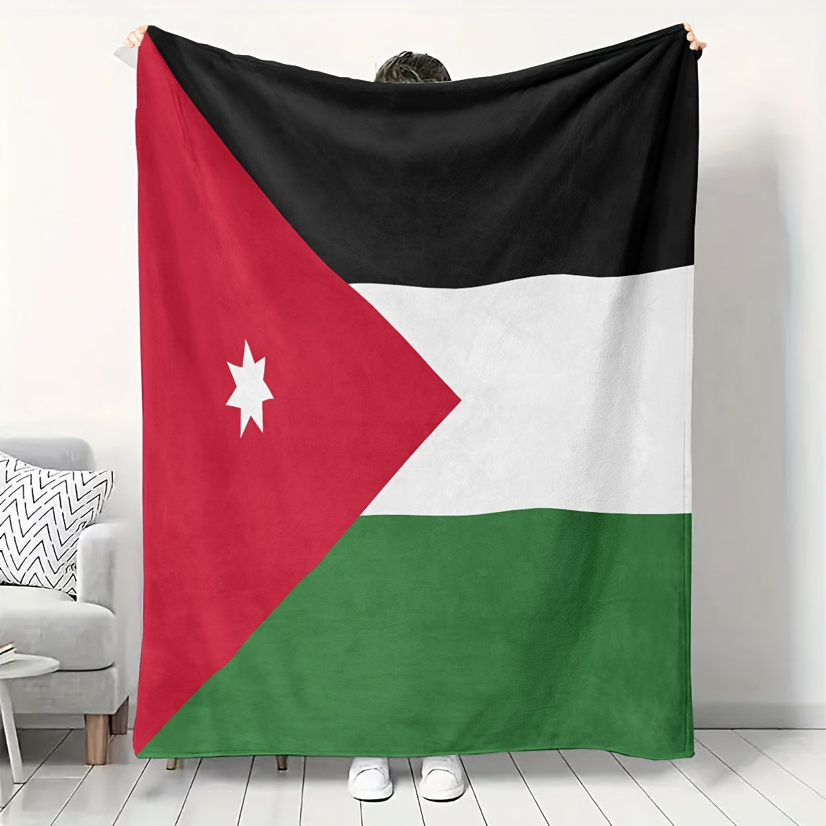 Flannel Blanket All-Season Throw for Home Office Travel with Flag Design