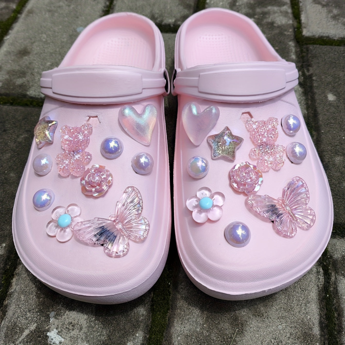 Набор украшений для обуви Pink Bear Love Butterfly Flower, 20 шт., съемные аксессуары для сандалий