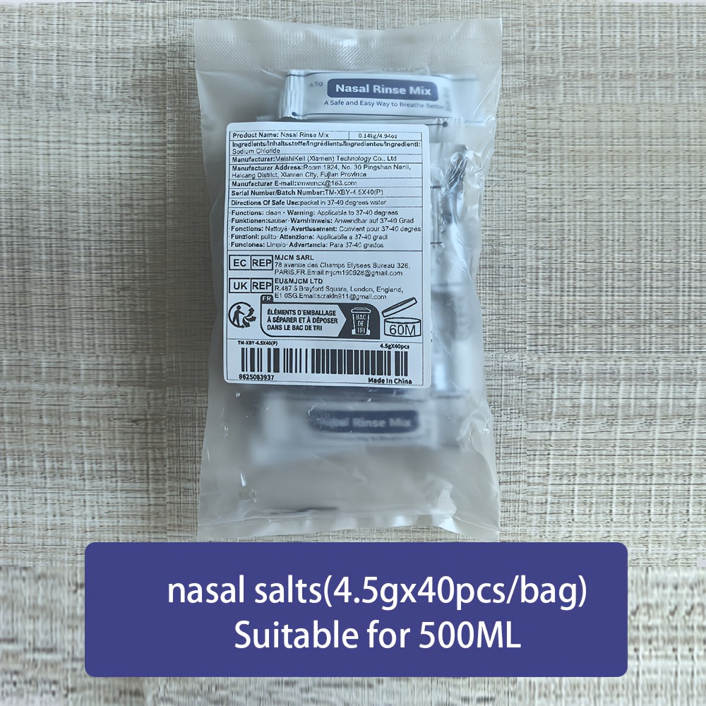 40 ta Sachets Burun yuvish tuzi nafas olish va allergenlarni yuvish uchun