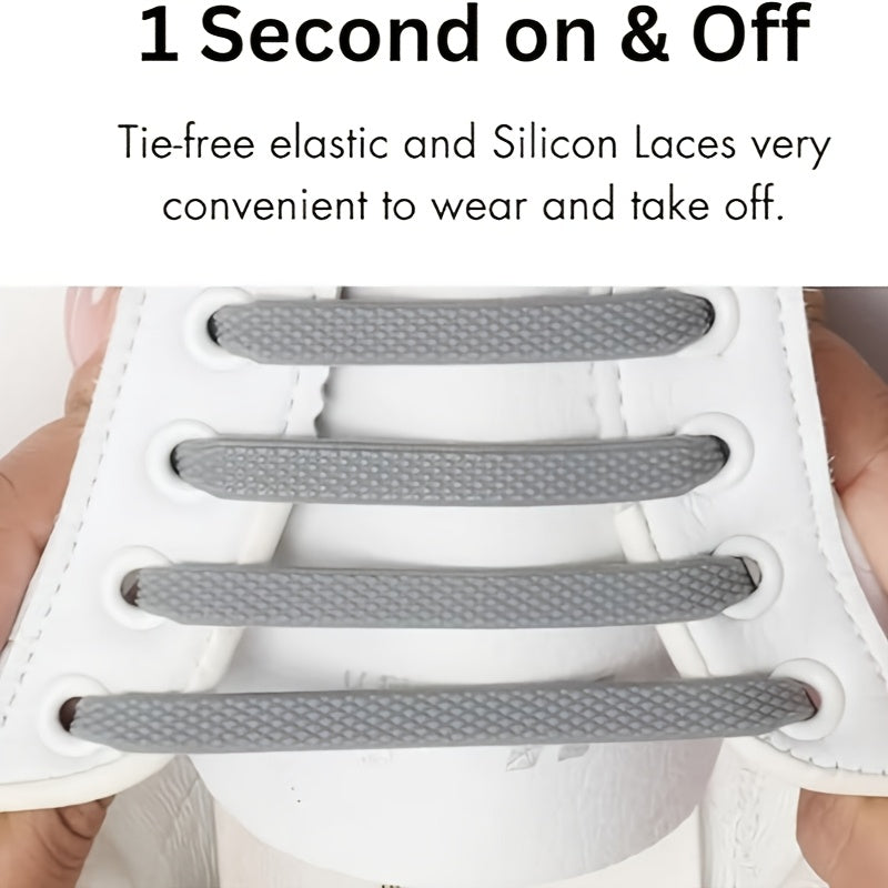 Unisex Silicone No-Tie Shoelaces Set Elastic Quick-Lace for Sneakers