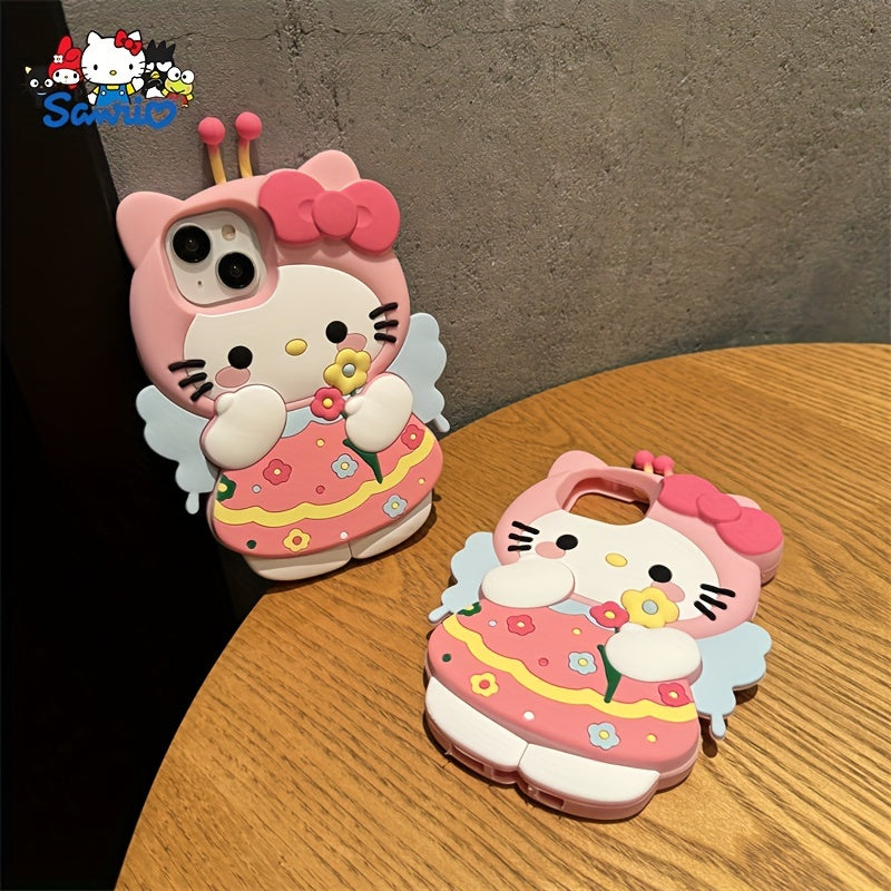 Hello Kitty Cartoon Phone Case for iPhone Silicone Shell with Lanyard