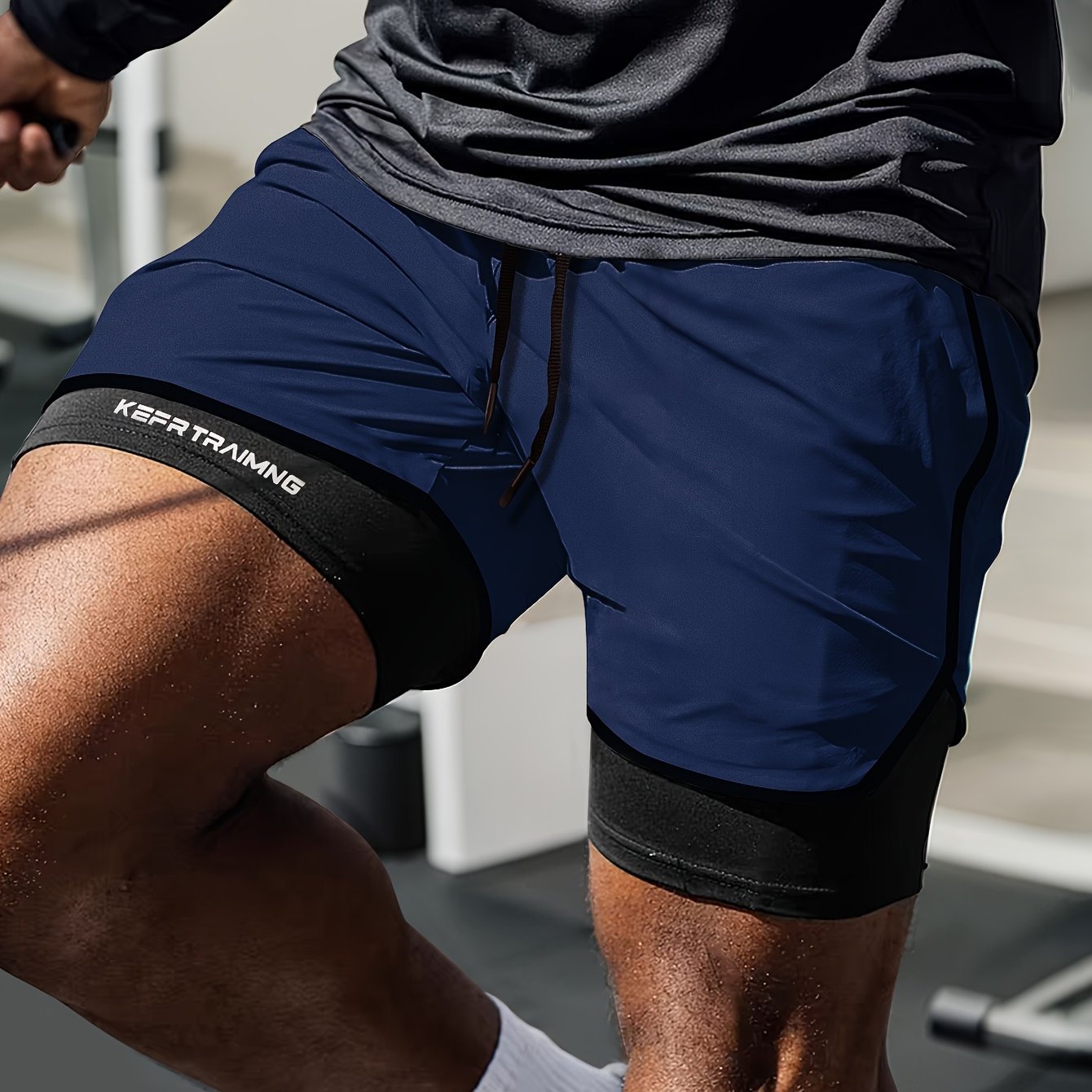 Pantalones cortos deportivos de verano para hombre azul marino, negro y blanco, de secado rápido, poliéster y elastano, para correr y entrenar en pista