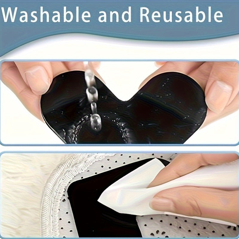 Yog'och va plitka pol uchun 4 ta qayta ishlatiladigan ikki tomonlama yopishqoqsiz gilam tutqich padlari to'plami