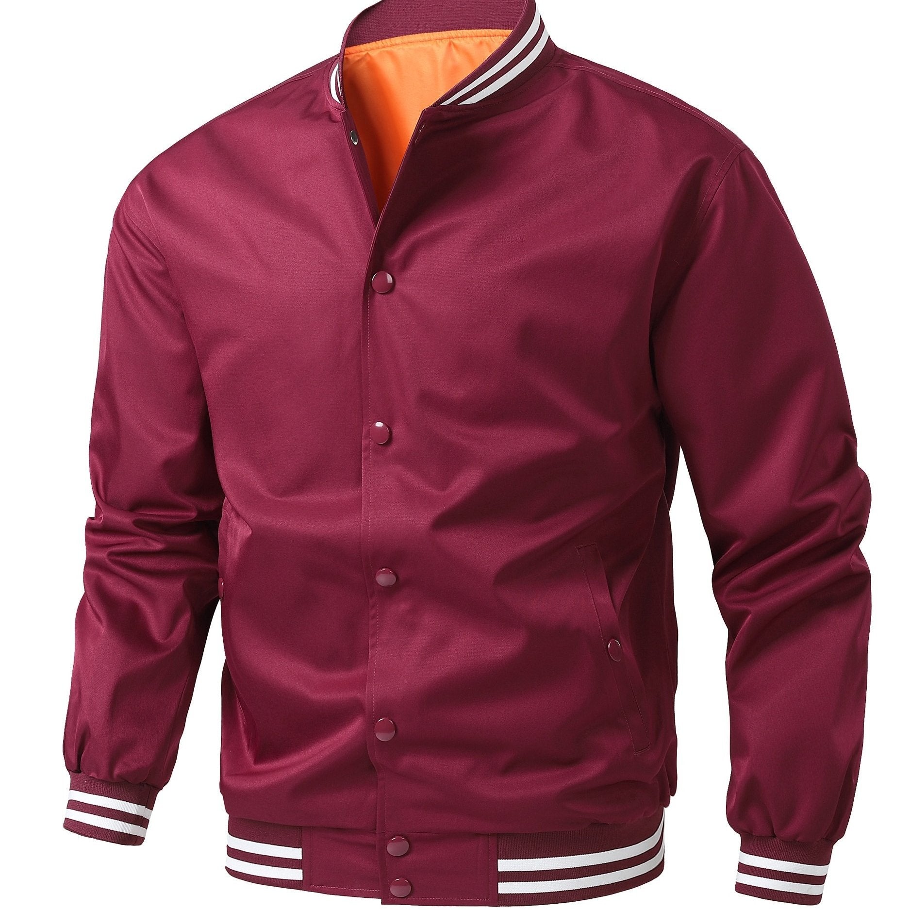 Men's Plus Size Varsity Jacket Lightweight Polyester Preppy Baseball Collar Pockets