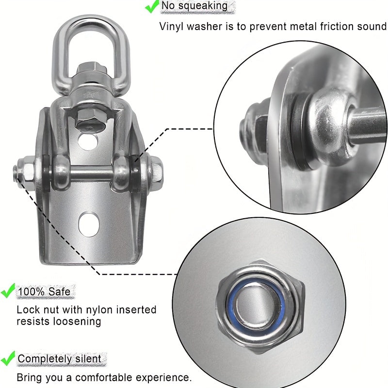 Heavy Duty Stainless Steel Rotating Hammock Hanging Kit Supports Up to 453.59 KG