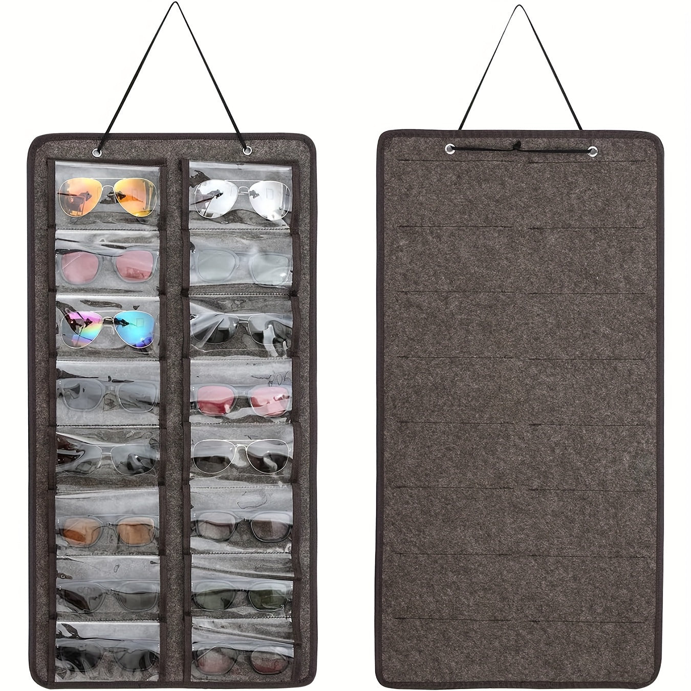 16-Slot Glasses Organizer Wall Pocket Dust-Proof Hanging Storage for Women Accessories