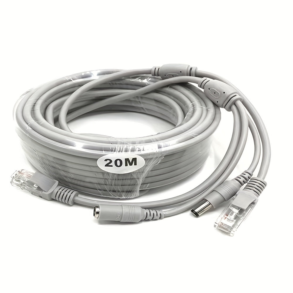 10M 20M Ethernet Cable with RJ45 and DC Connectors for Surveillance Cameras