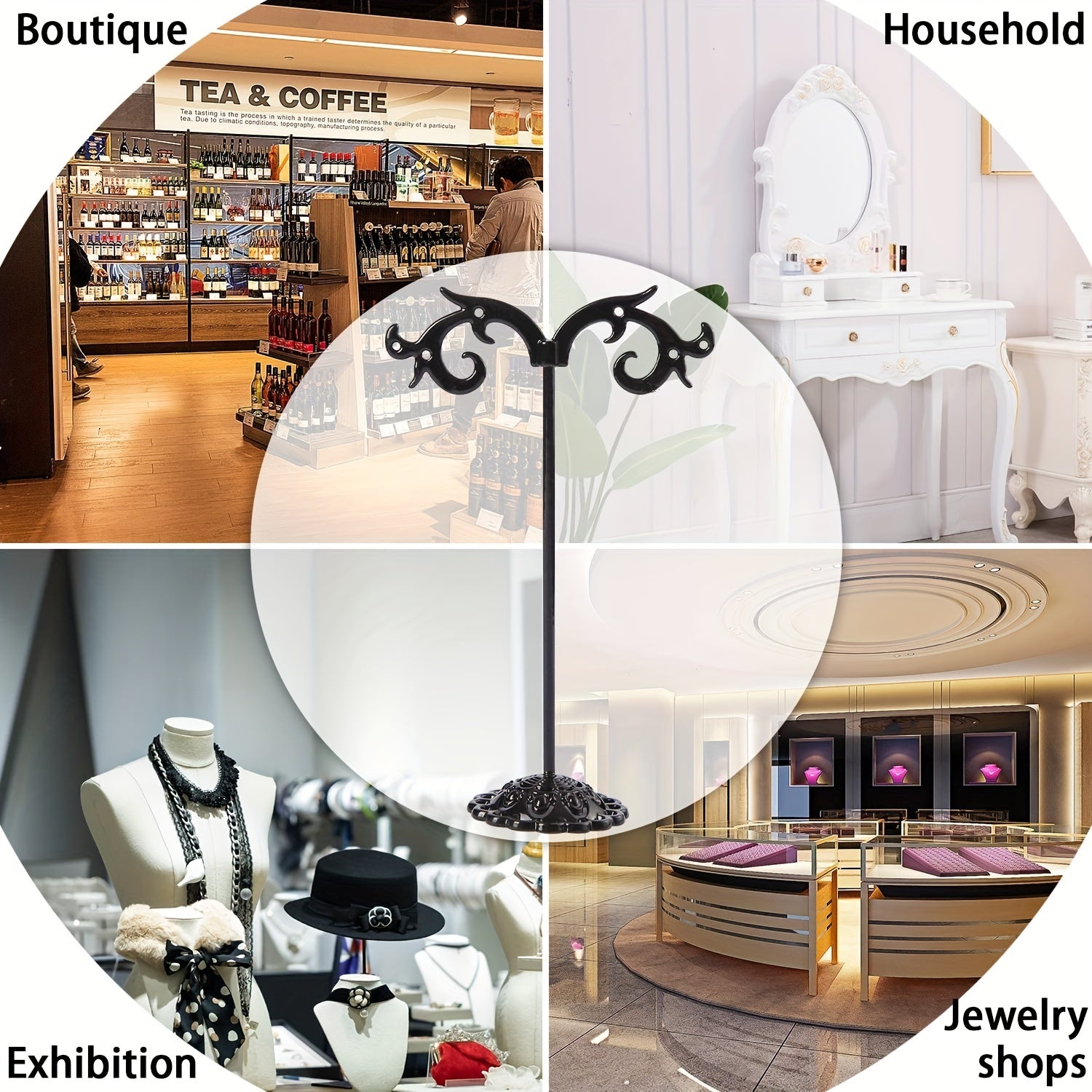 Набор из 3 черных подставок для серег в форме крюка для демонстрации украшений, фотосъемки и розничной торговли