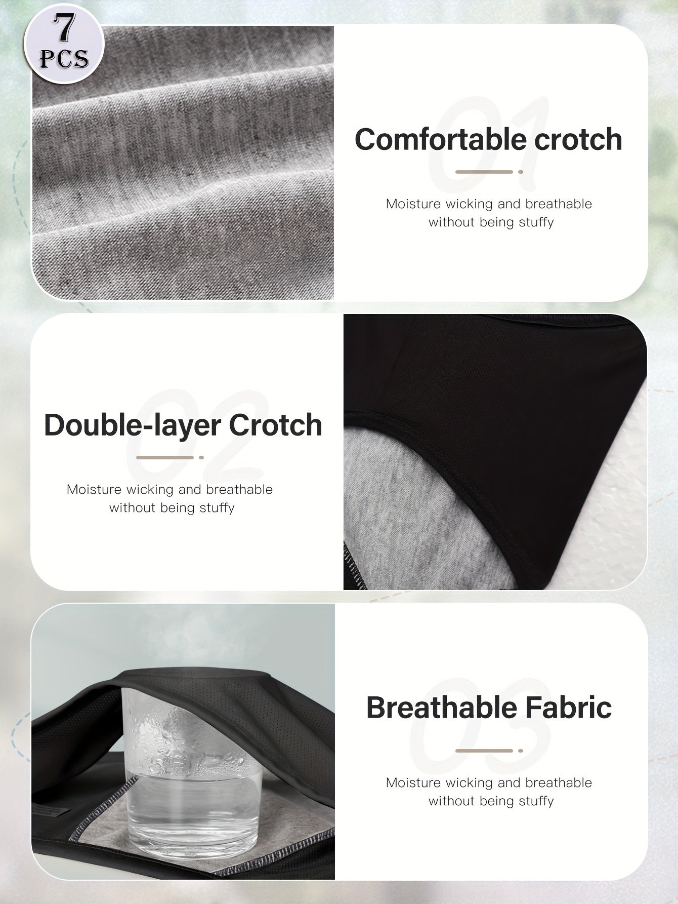 7 Pcs Seamless Anti-Leak Women's Period Panties Breathable Comfortable Lingerie