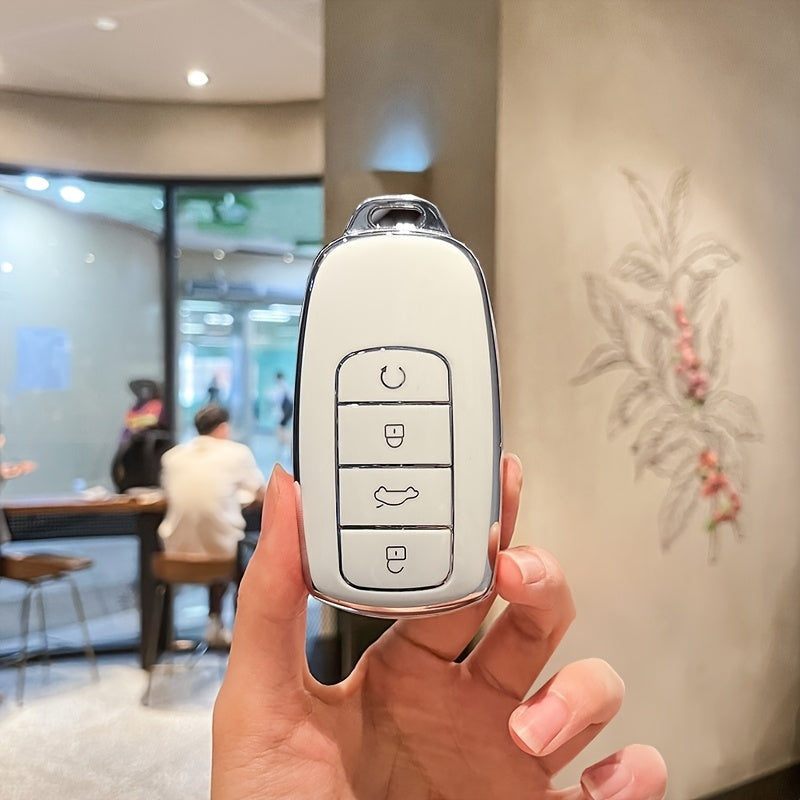 Pink TPU Key Fob Cover with Crystal-Accented Shell for Car Remote