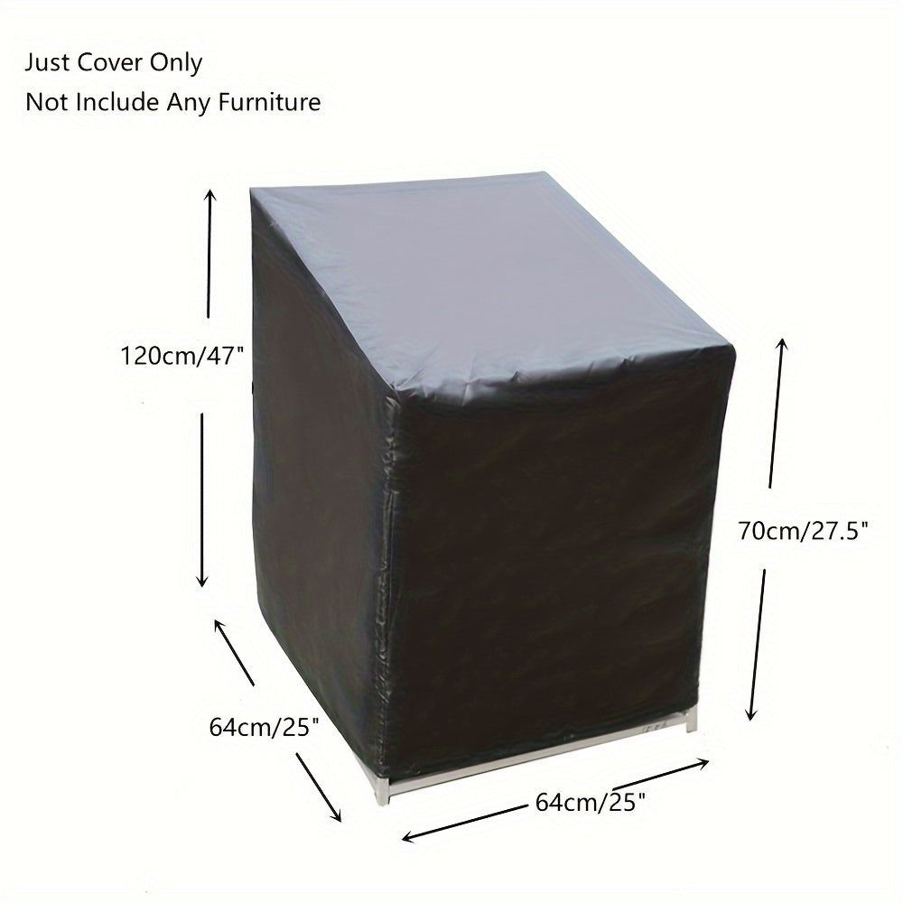 Outdoor Square Chair Cover Waterproof Dustproof UV Resistant 190T Polyester Taffeta Black