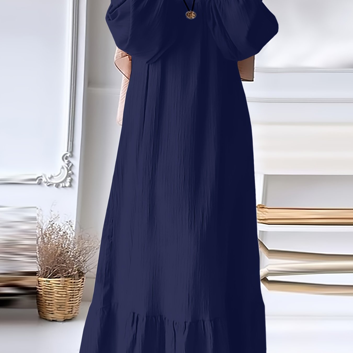 Green Vintage-Inspired Ruffle Hem Dress with Stretch Polyester for Spring and Fall