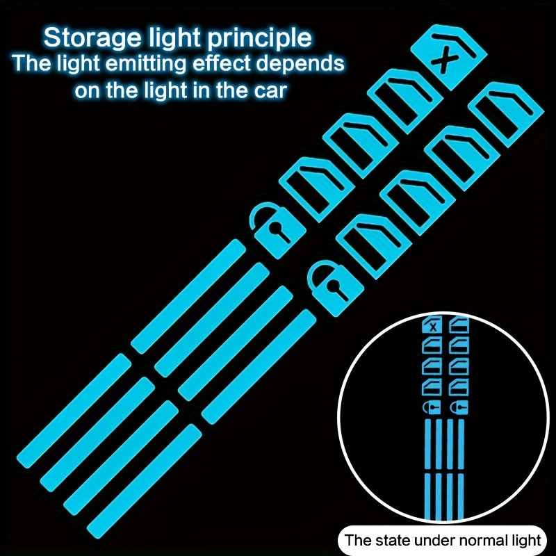 Car Interior Decor Decals Fluorescent Green Blue Orange Black Glow-in-Dark