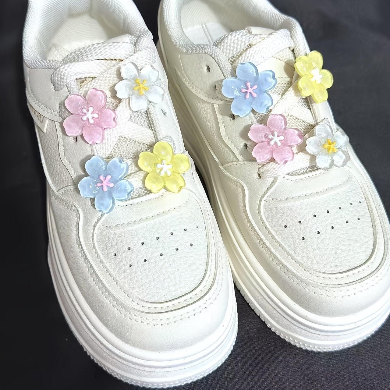 Unisex Flower Shoe Buckle Set 8pcs Cherry Blossom DIY Lace Decorations