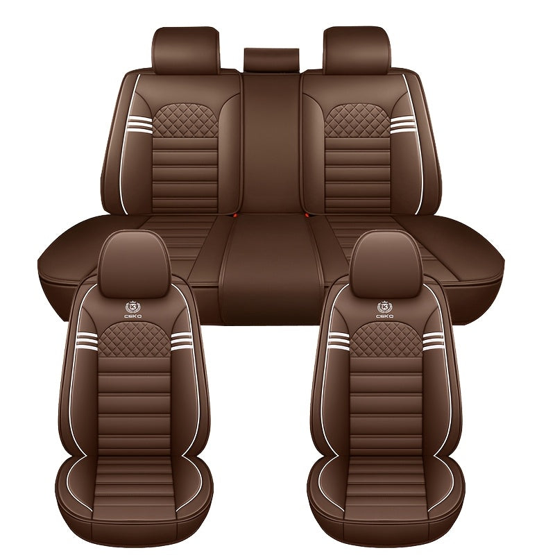 Five-Seat Faux Leather Car Seat Covers Universal Stain-Resistant Durable Cushions