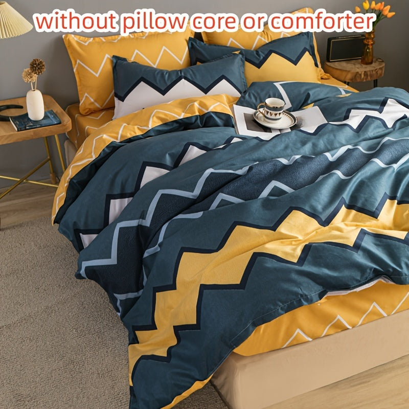 Комплект одеяла с узором из волн из 4 частей с наволочками и простыней для всех сезонов