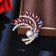 Wheat-Shaped Rhinestone Brooch Pin with Crystal Plant Design for Women and Men