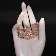 Floral Enamel Brooch with Crystals, Statement Jewelry, Irregular Shape