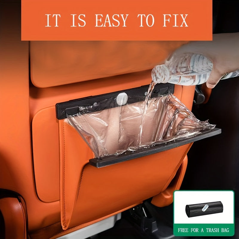 Cubo de basura para coche, organizador de cuero, almacenamiento magnético plegable, negro