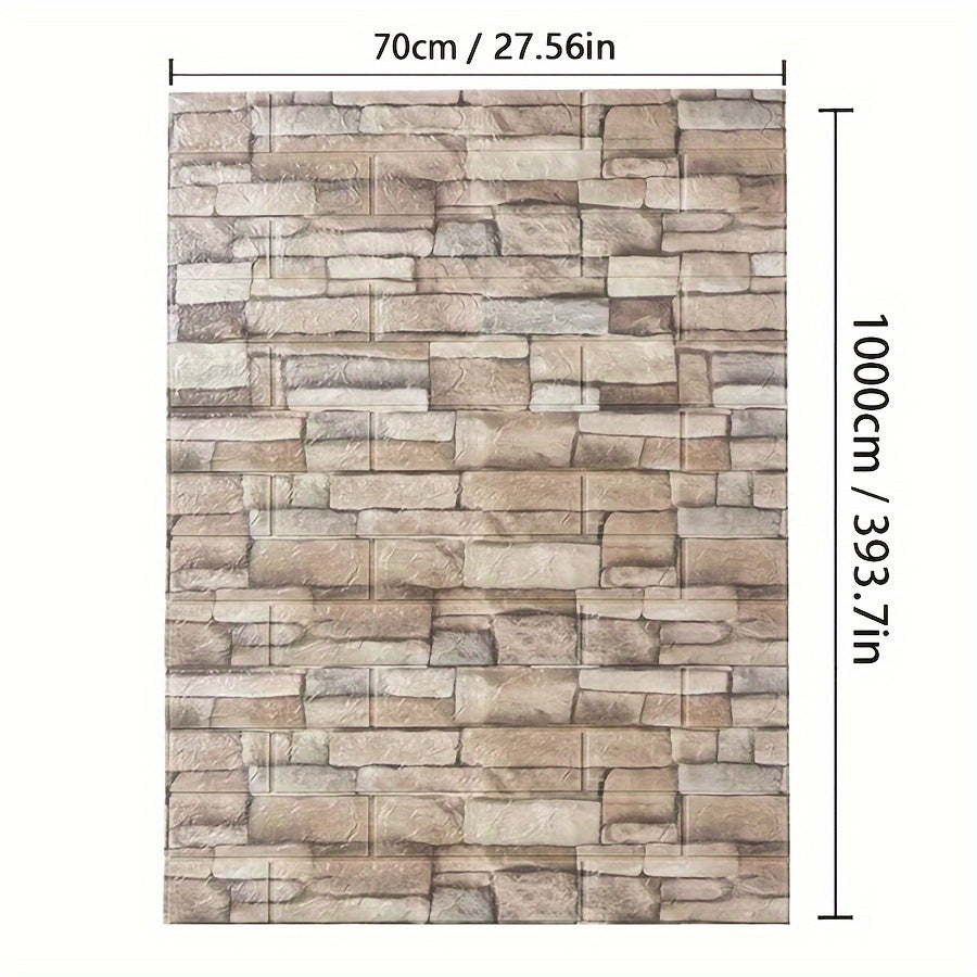 1 dona o'z-o'zidan yopishadigan 3D ko'pik devor qog'ozi rolik retro g'isht naqshiga ega, suv o'tkazmaydigan va yog' o'tkazmaydigan, yashash xonalari, oshxonalar va yotoqxonalarda DIY mebelni yangilash uchun mos keladi.