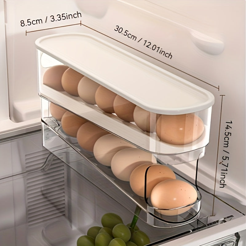 Contenedor de almacenamiento de huevos de doble capa para nevera, lavable, PP, resistente al frío