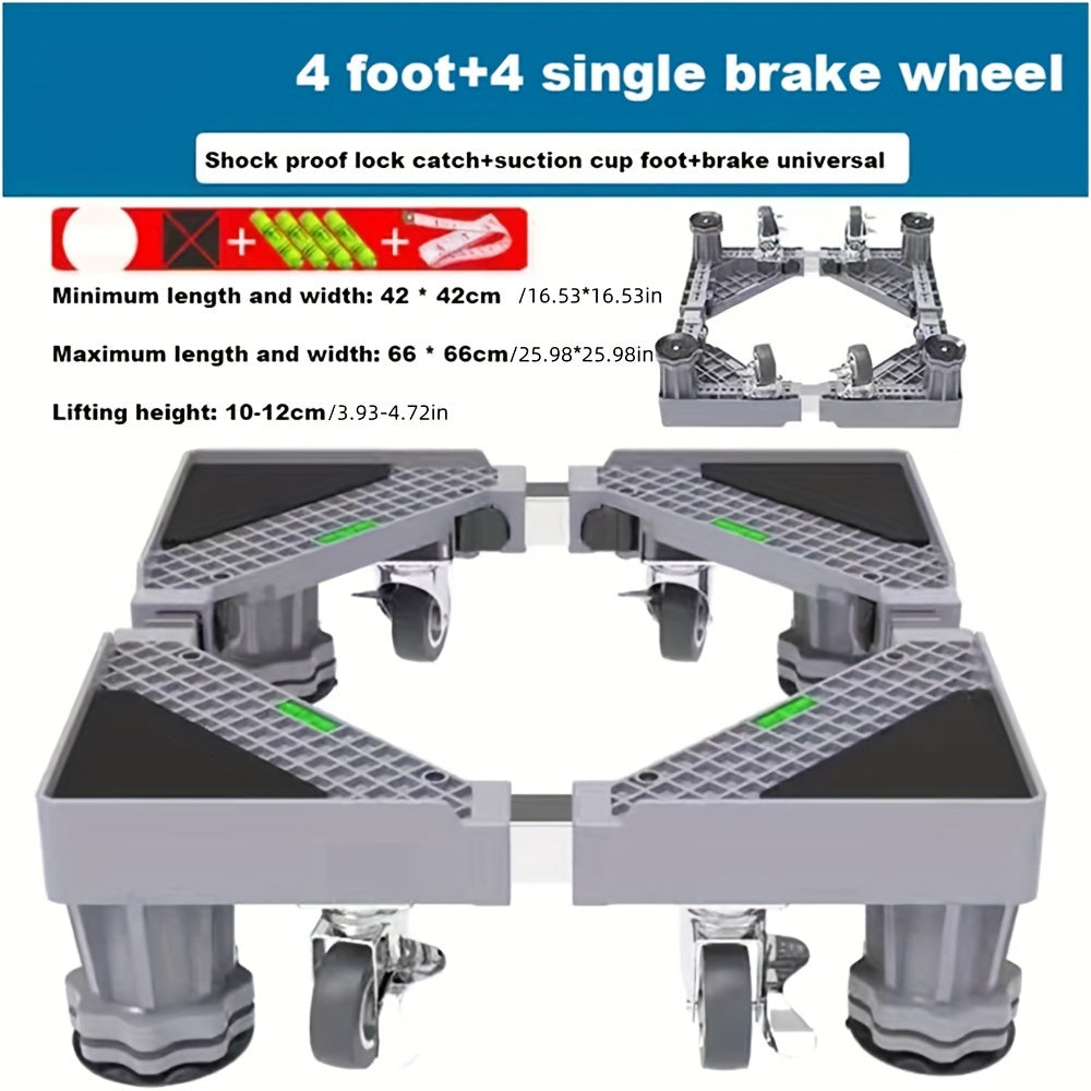 Adjustable Mobile Appliance Stand for Washing Machines Dryers and Refrigerators Stainless Steel
