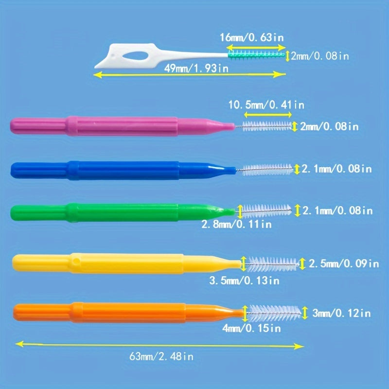 65 dona interdental tish cho'tkasi, tishlarni tozalash va dog'larni olib tashlash uchun