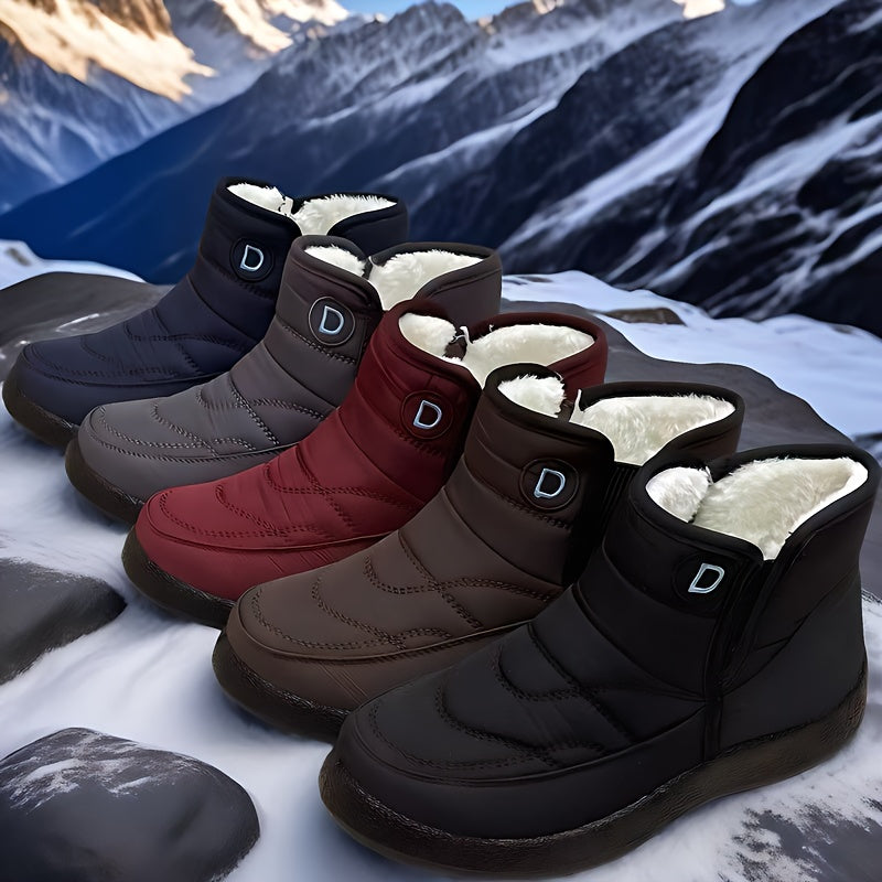 Plus Size Fleece-Lined Winter Boots Thick Plush Warm Outdoor Shoes