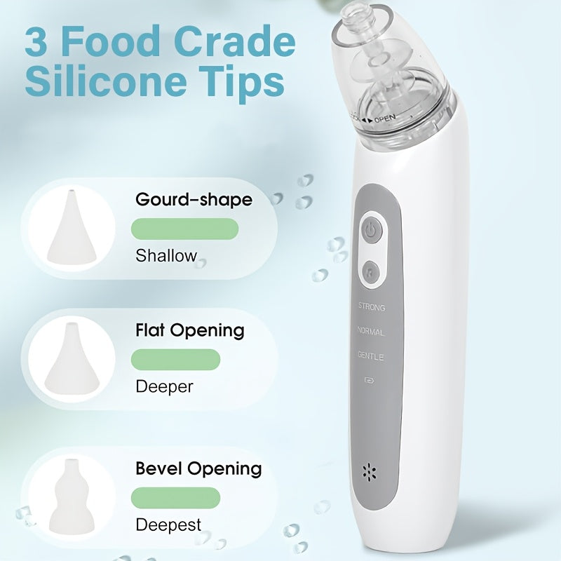 Limpiador nasal recargable por USB portátil con 3 niveles de succión y puntas de silicona