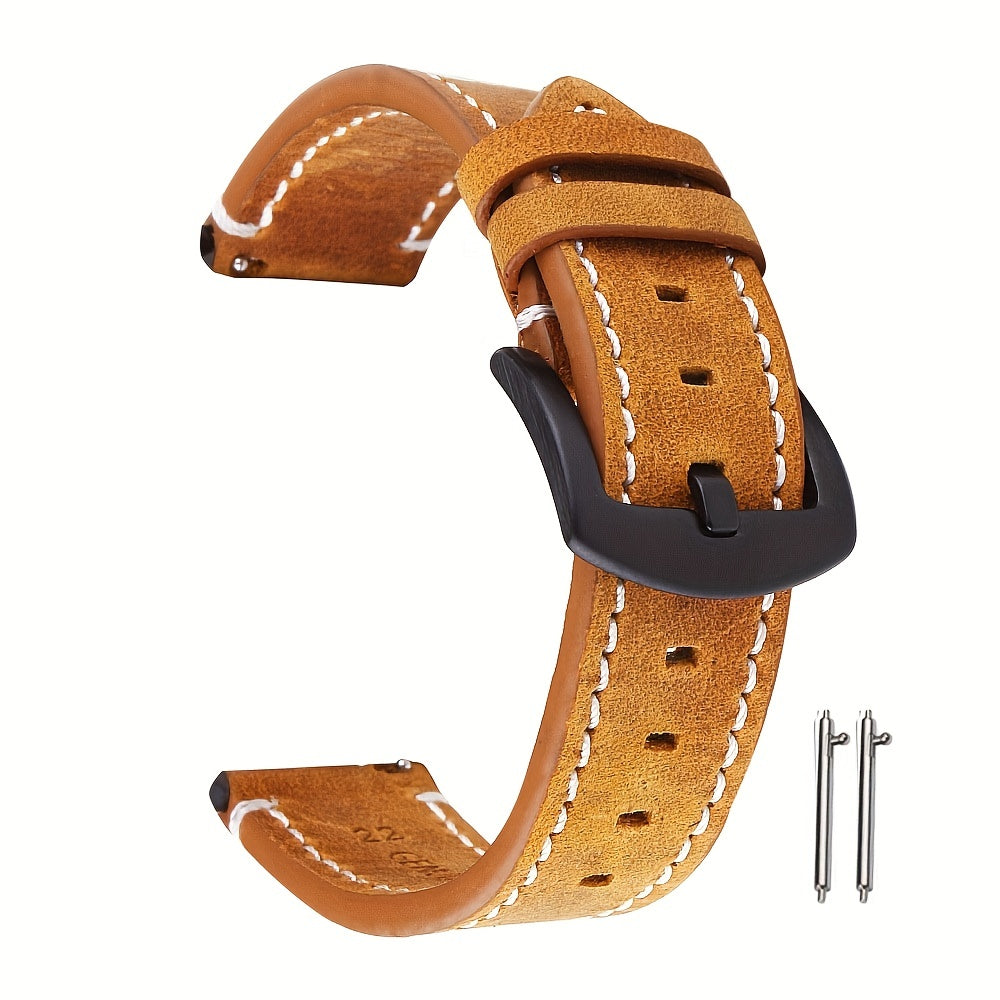 Retro Cow Leather Watch Band 20mm 22mm 24mm with Quick Release Buckle