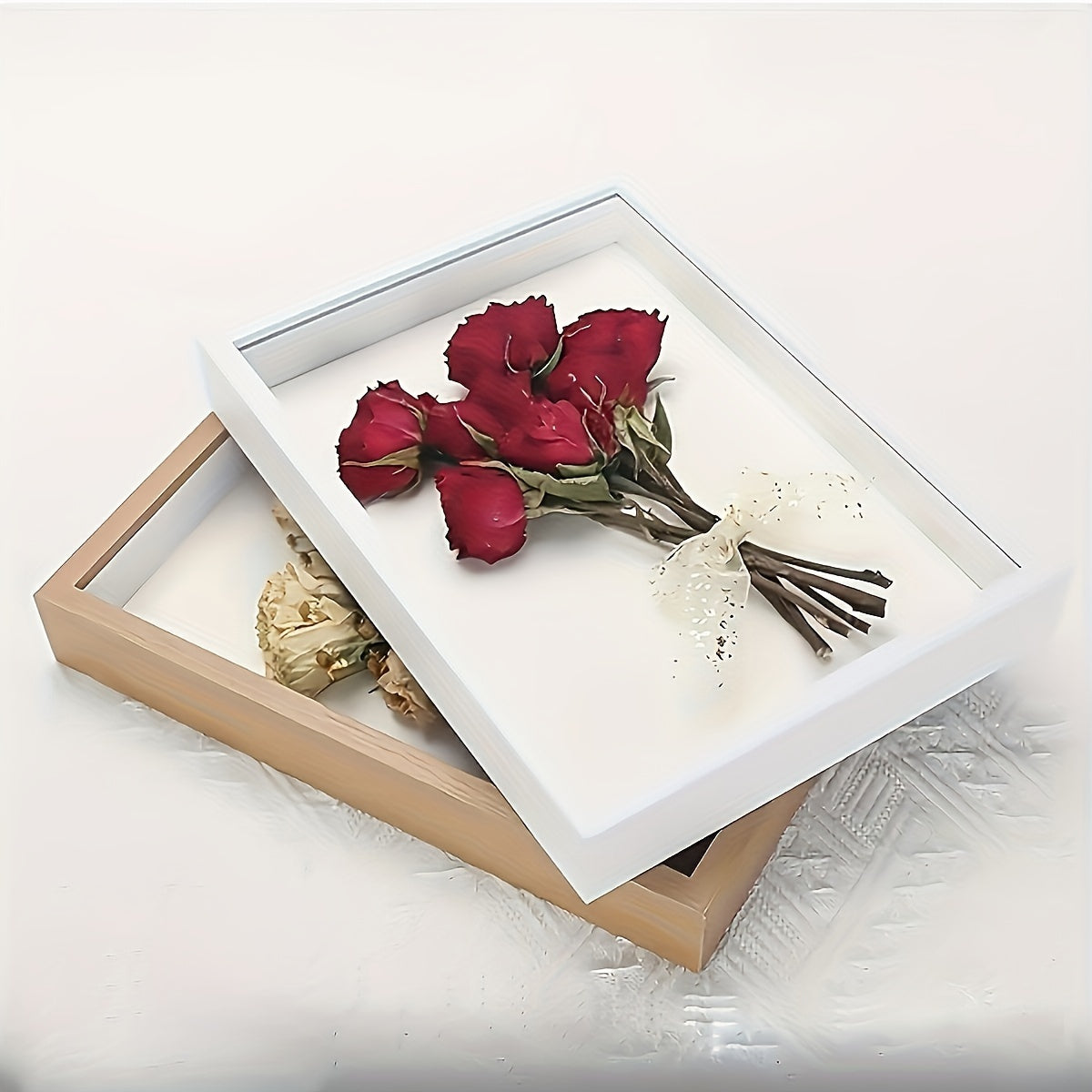 Wooden Display Frame for Dried Flowers and Keepsakes 3D Hollow Design