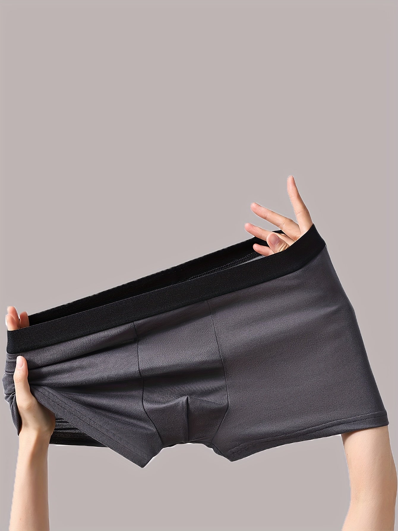 10pcs Men's Random Print Flat-Crotch Underwear Soft Breathable Polyester Spandex