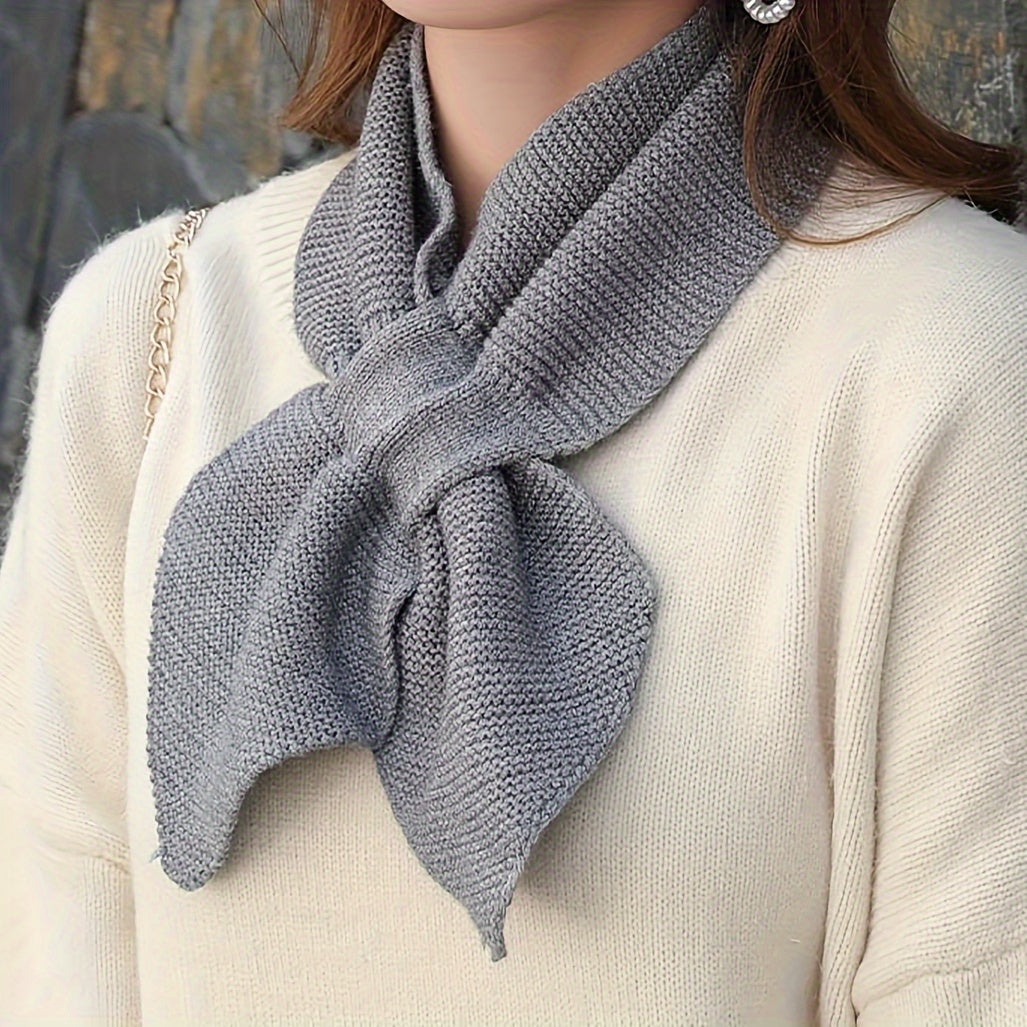 Ayollar uchun qattiq rangli to'qilgan o'zaro bog'langan sharf, qishki issiq aksessuar