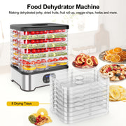 Food Dehydrator with digital timer LED display temperature control drying fruits tea snacks meat 360° hot air 3-speed