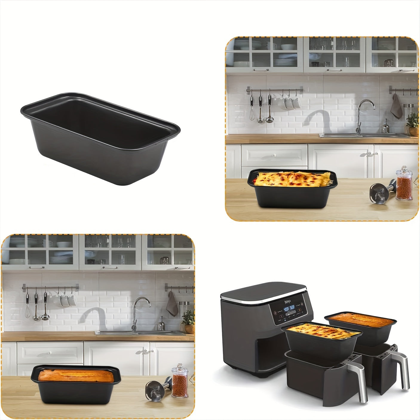 Conjunto de accesorios para freidora de aire con doble olla, guantes de silicona, liners de papel de horno, guía de recetas