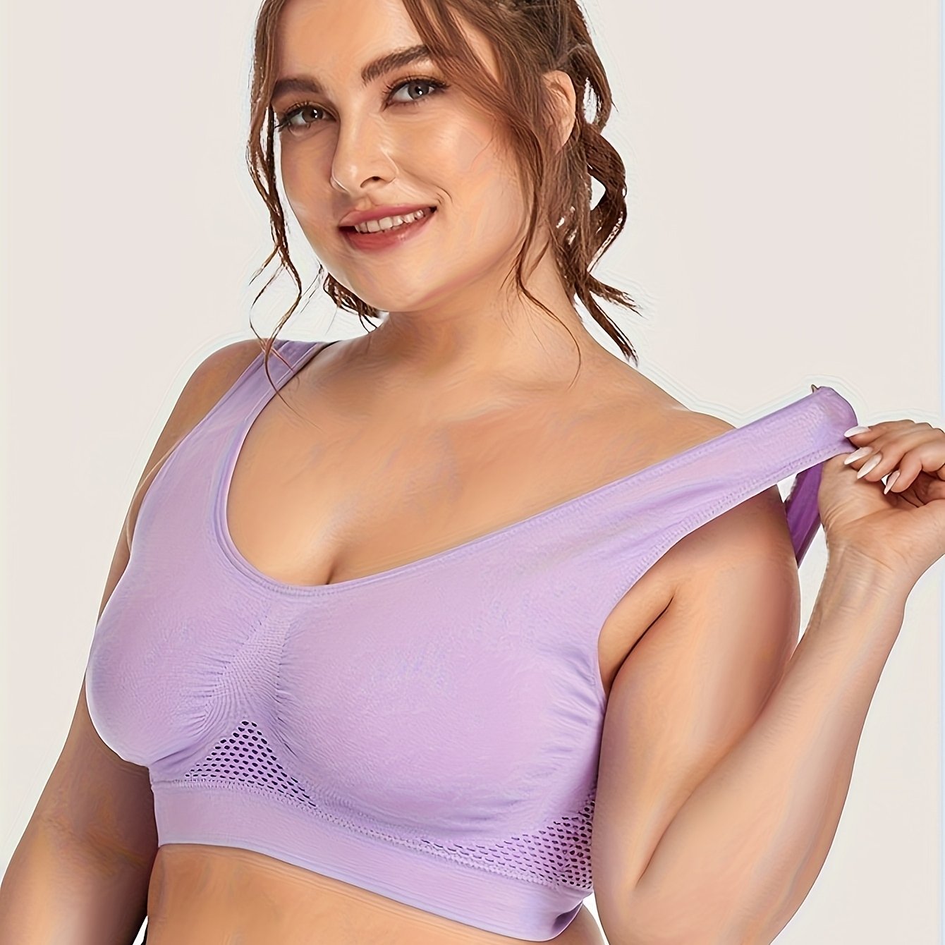 Women's Breathable Mesh Yoga Underwear Solid Color Hollow Elastic Bra