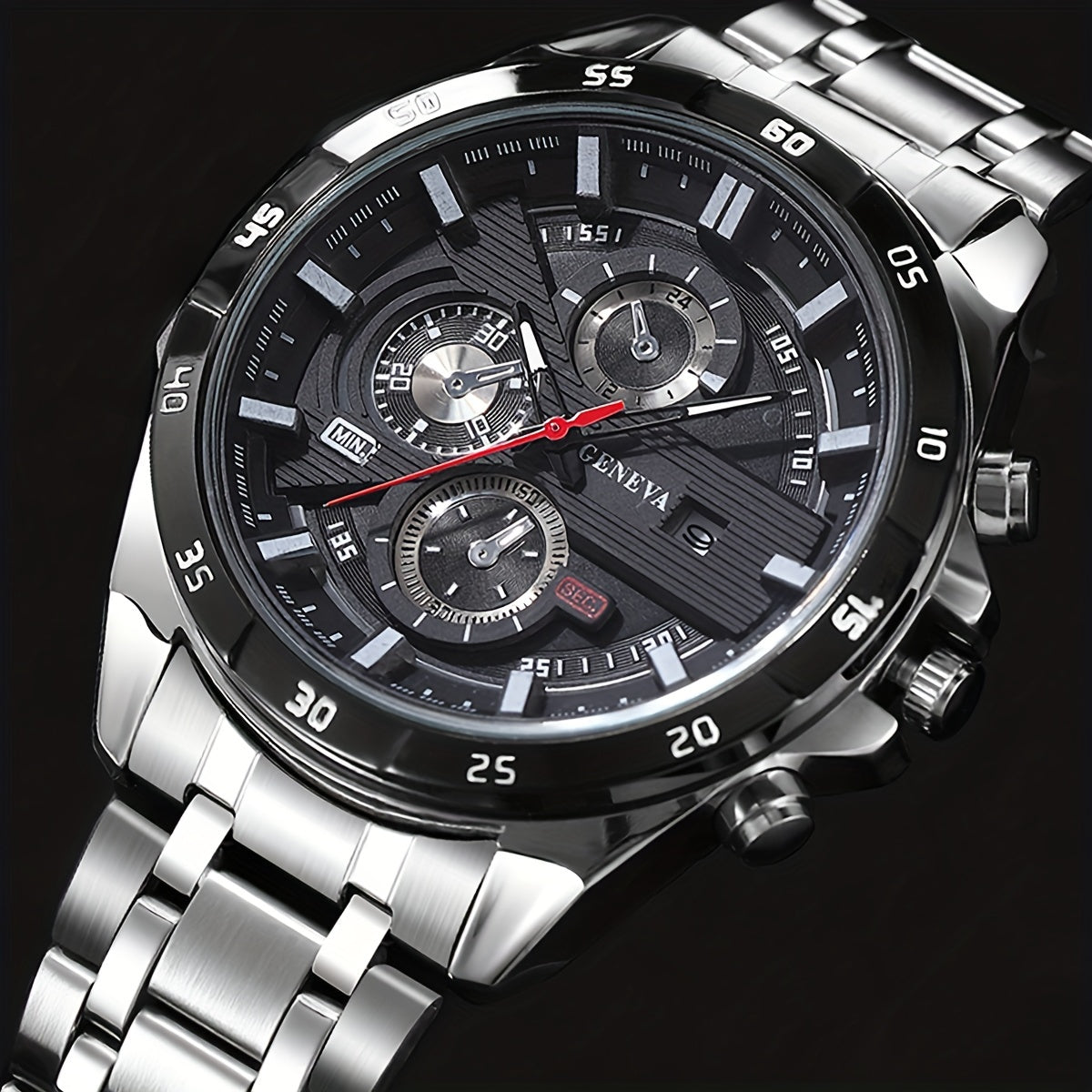 Men's Watch Large Dial Waterproof Two-Piece Set Elegant Accessory
