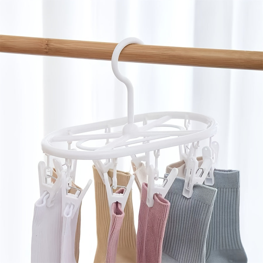 Estante plegable a prueba de viento para secar con 10/14 pinzas para ropa para calcetines, ropa interior y muñecas