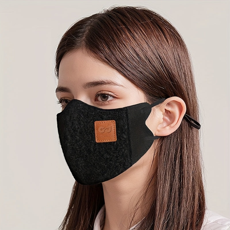Winter Plush Double-Layered Face Mask for Men Women Warm Windproof Polyester