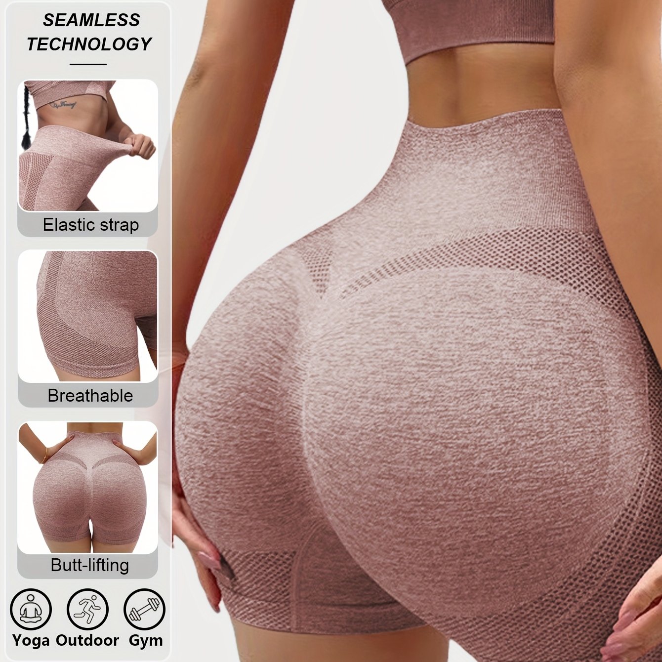 Seamless High Waist Yoga Leggings with Butt Lifting Support for Running and Outdoor Sports