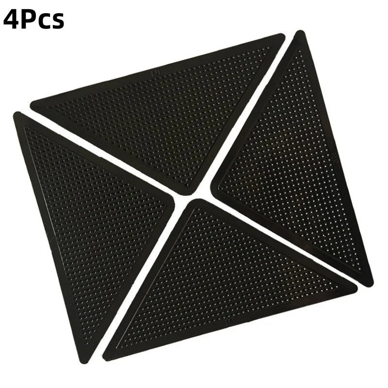 Set of 4 Silicone Rug Grippers Non-Slip Anti-Curling Indoor Outdoor Safety