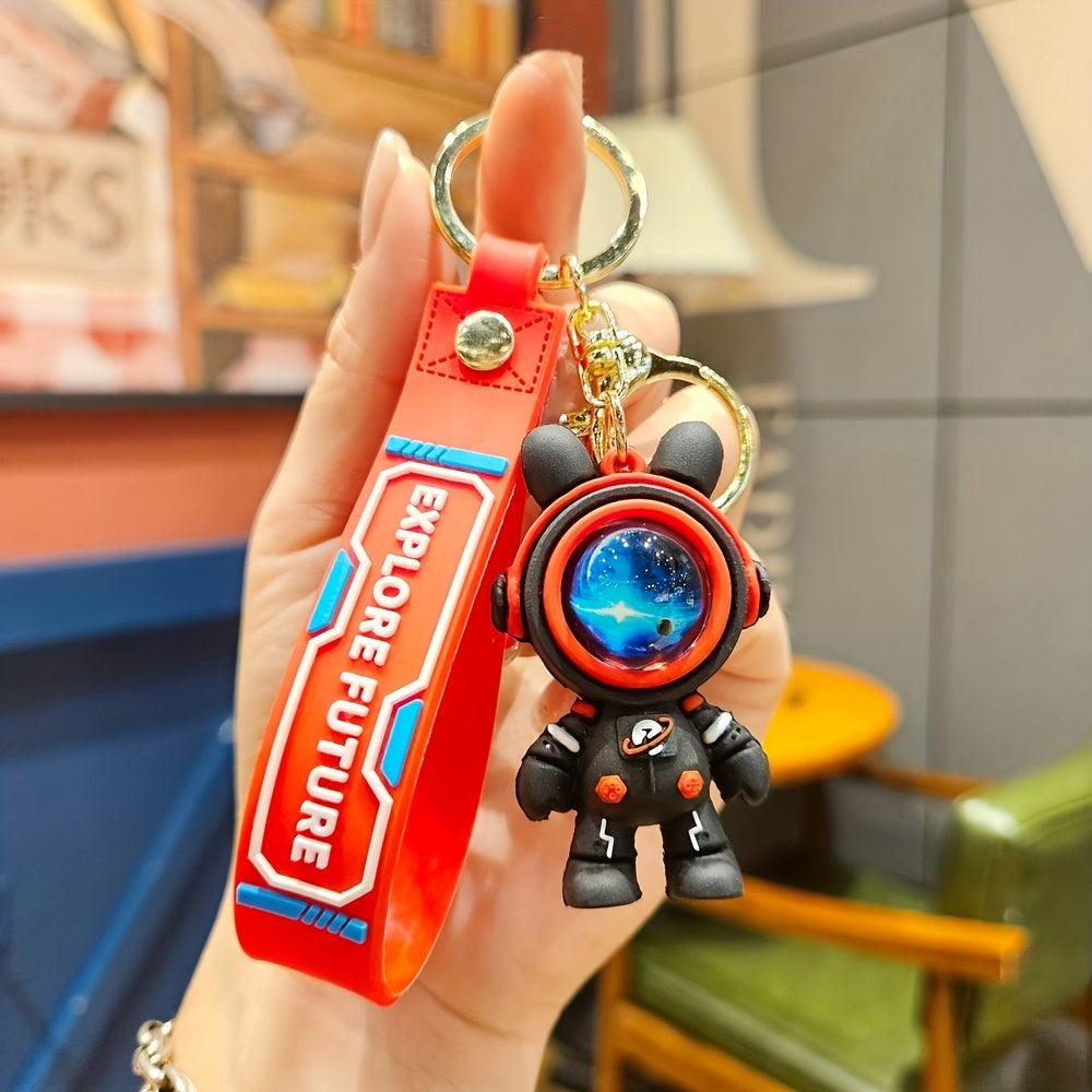 Set of 4 Star Rabbit Astronaut Keychains for Bags and Car Ornaments