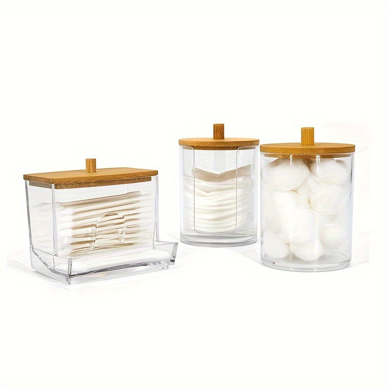 Clear Acrylic Makeup Organizer with Pad Swab Holder and Storage Jar