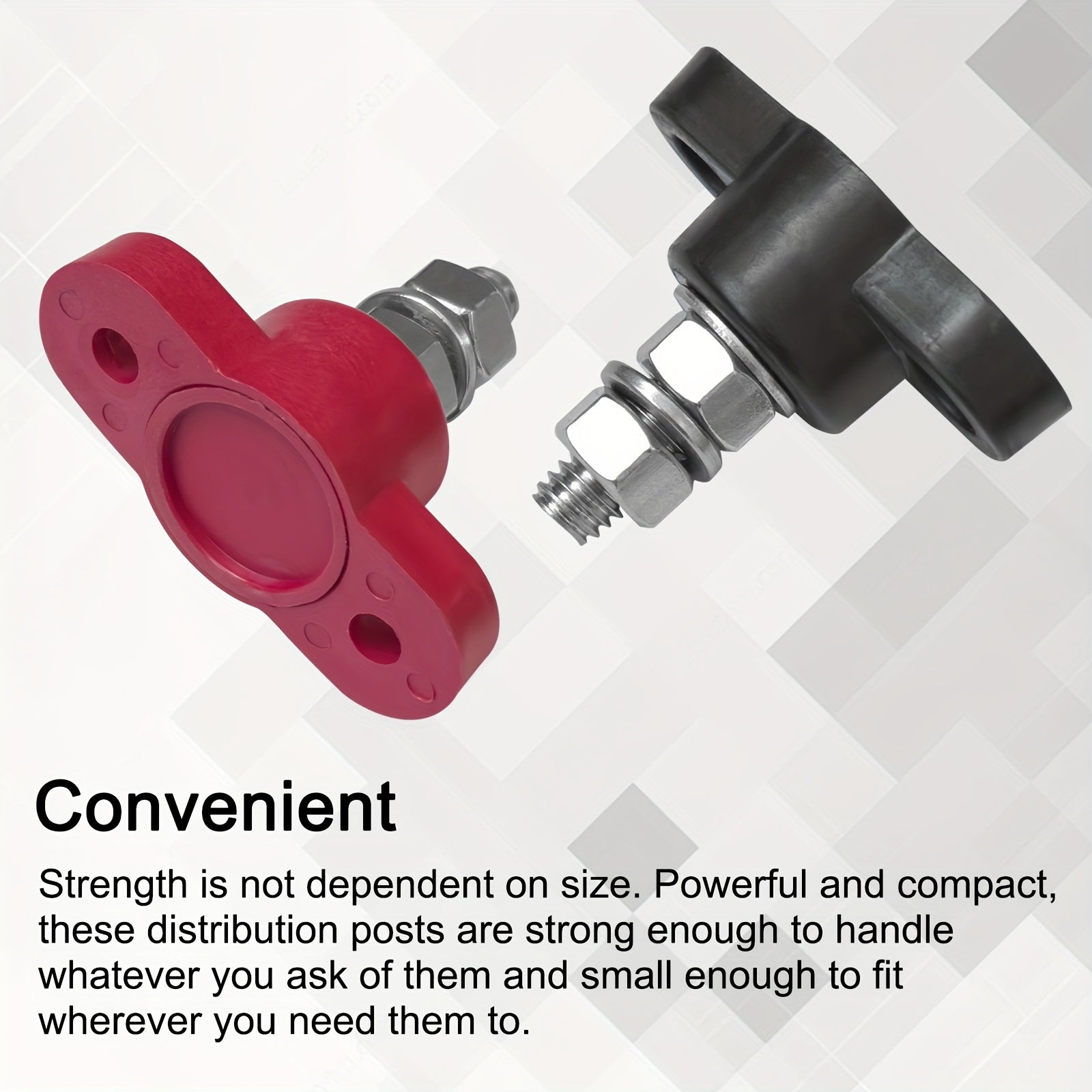 2pcs Heavy Duty Battery Junction Posts Block Power Ground Distribution Terminal Kit Red Black