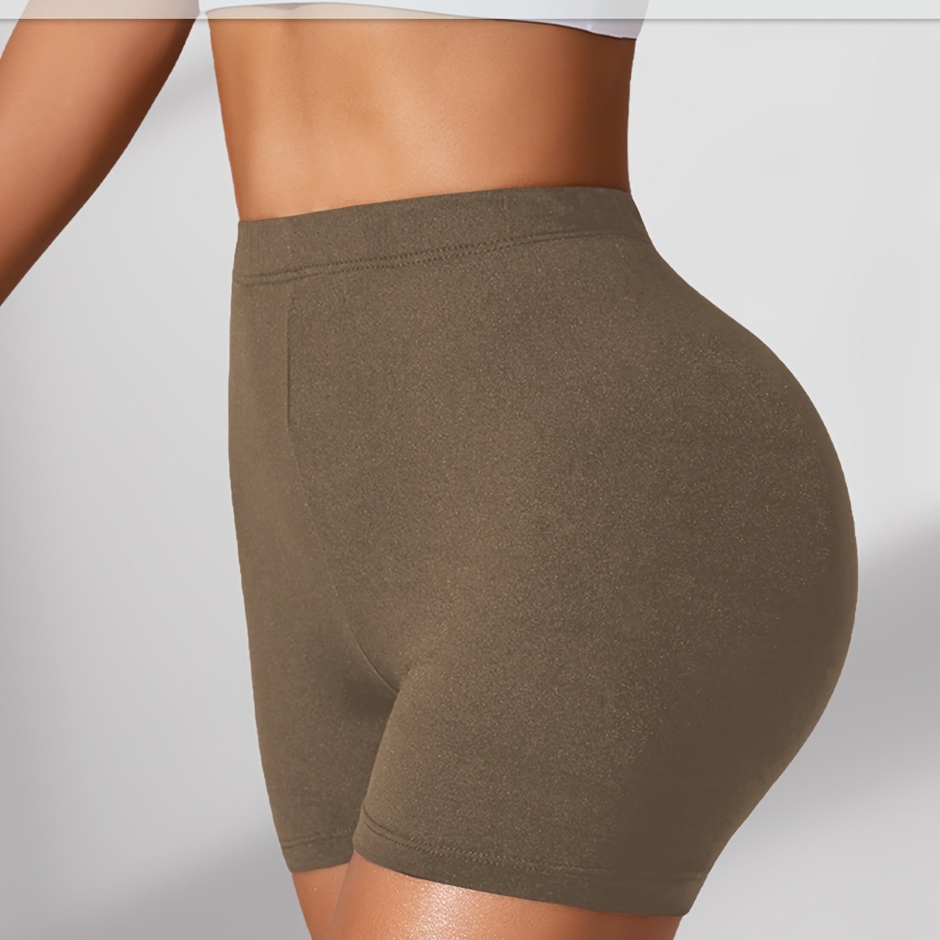 Plus Size Women's High-Waisted Tummy Control Biker Shorts Yoga Workout Short