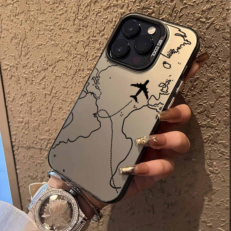 Silver Airplane IMD Phone Case for iPhone Shockproof Protective Cover