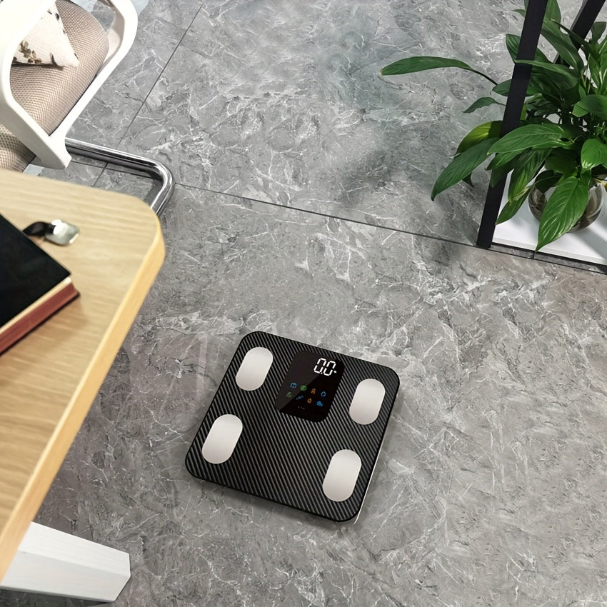 Цифровые напольные весы для тела с грузоподъемностью 181,44 кг, отслеживание ИМТ и гидратации, дизайн из углеродного волокна