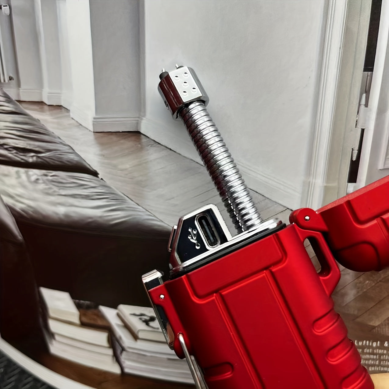 Outdoor Electric Lighter with Flashlight and Rotatable Hose for Camping Gas Stove