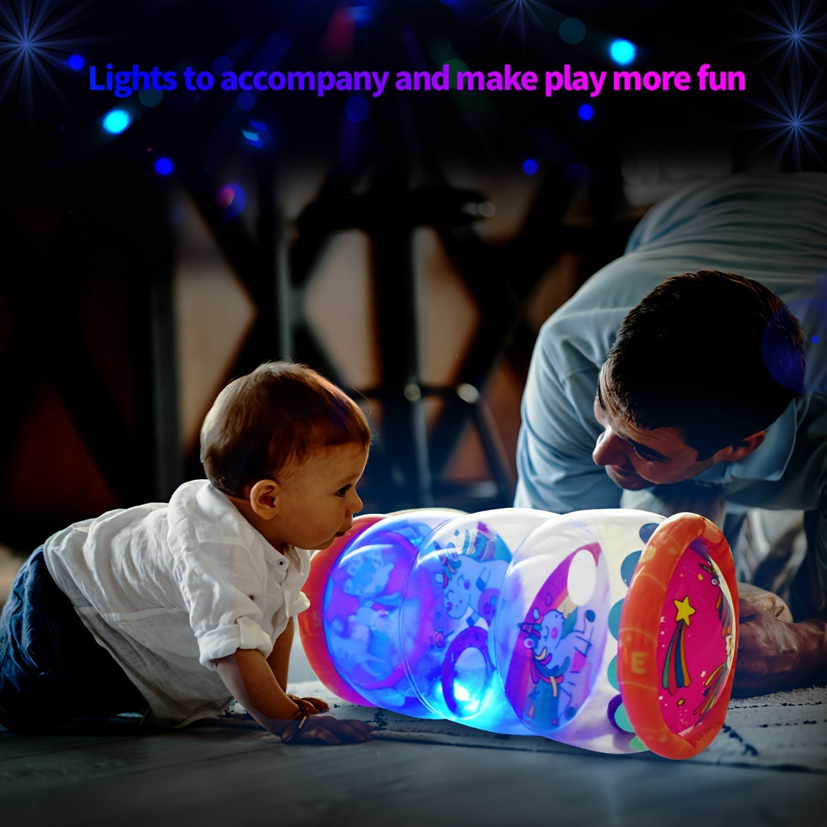 Multicolor PVC Glow Crawling Toy for Kids with Rattle and Ball for Early Development