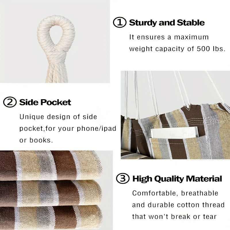 Hammock Chair with Cushions and Straps for Indoor Outdoor Use